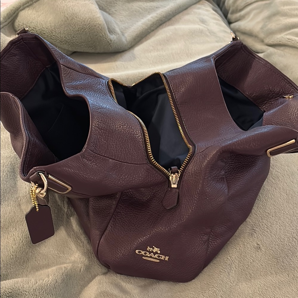 Coach Purple Hobo Bag with Gold Hardware